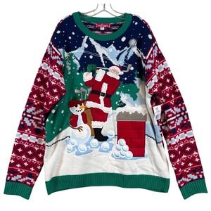 NWT Men Ugly Christmas Sweater Golfing‎ Santa Snowman Knit 2XB Fairisle Big Tall